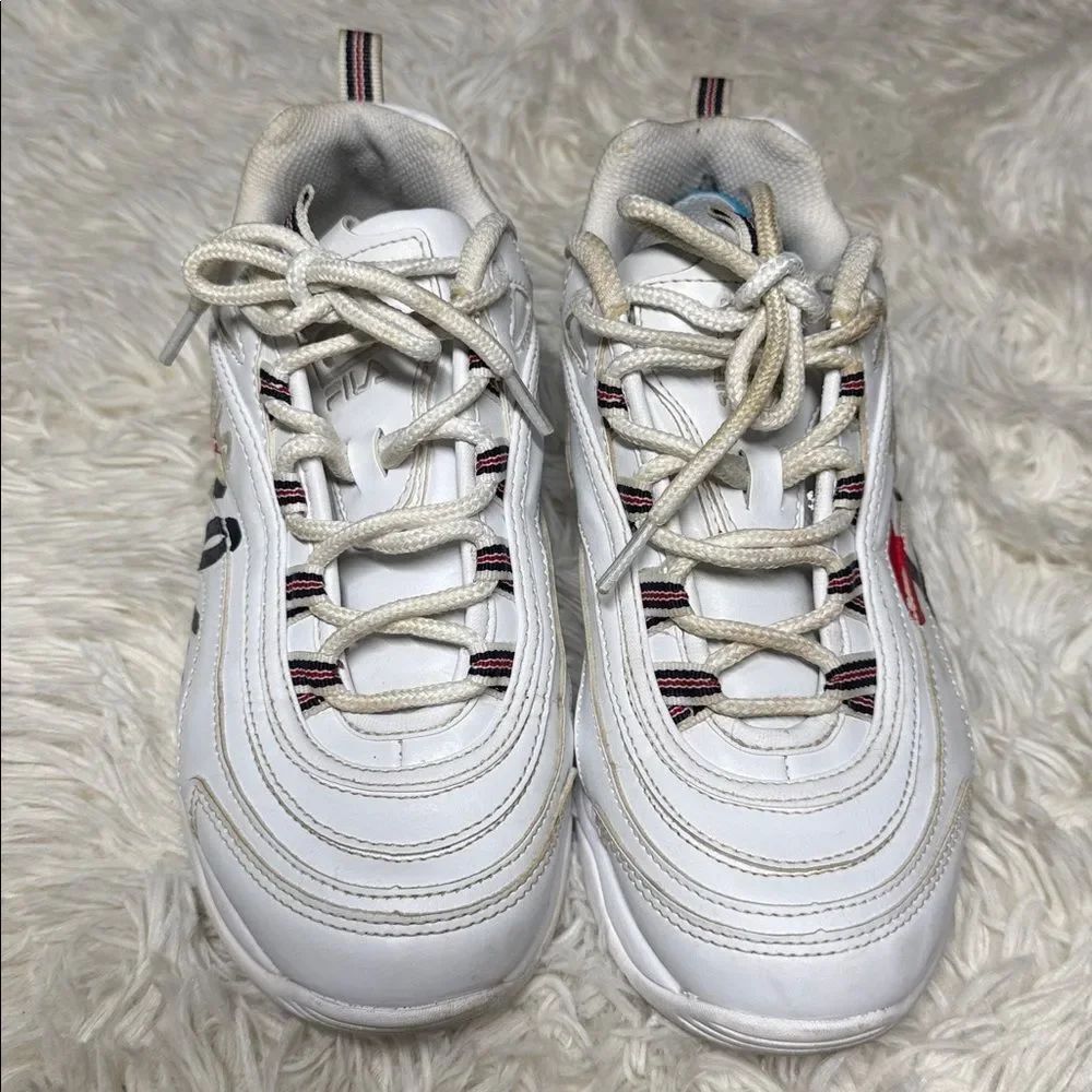 Fila White Sneakers with Navy and Red Details - Picture 2 of 5